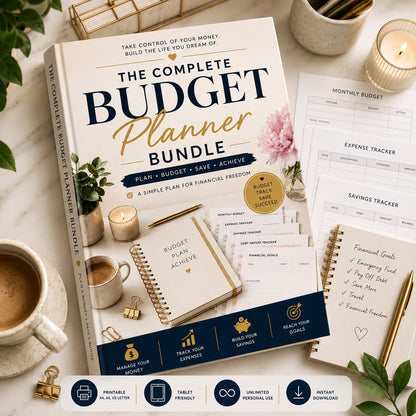 Ultimate Budget Planner Bundle | Financial Planner, Expense Tracker, Savings Tracker, Debt Payoff & Personal Finance eBook