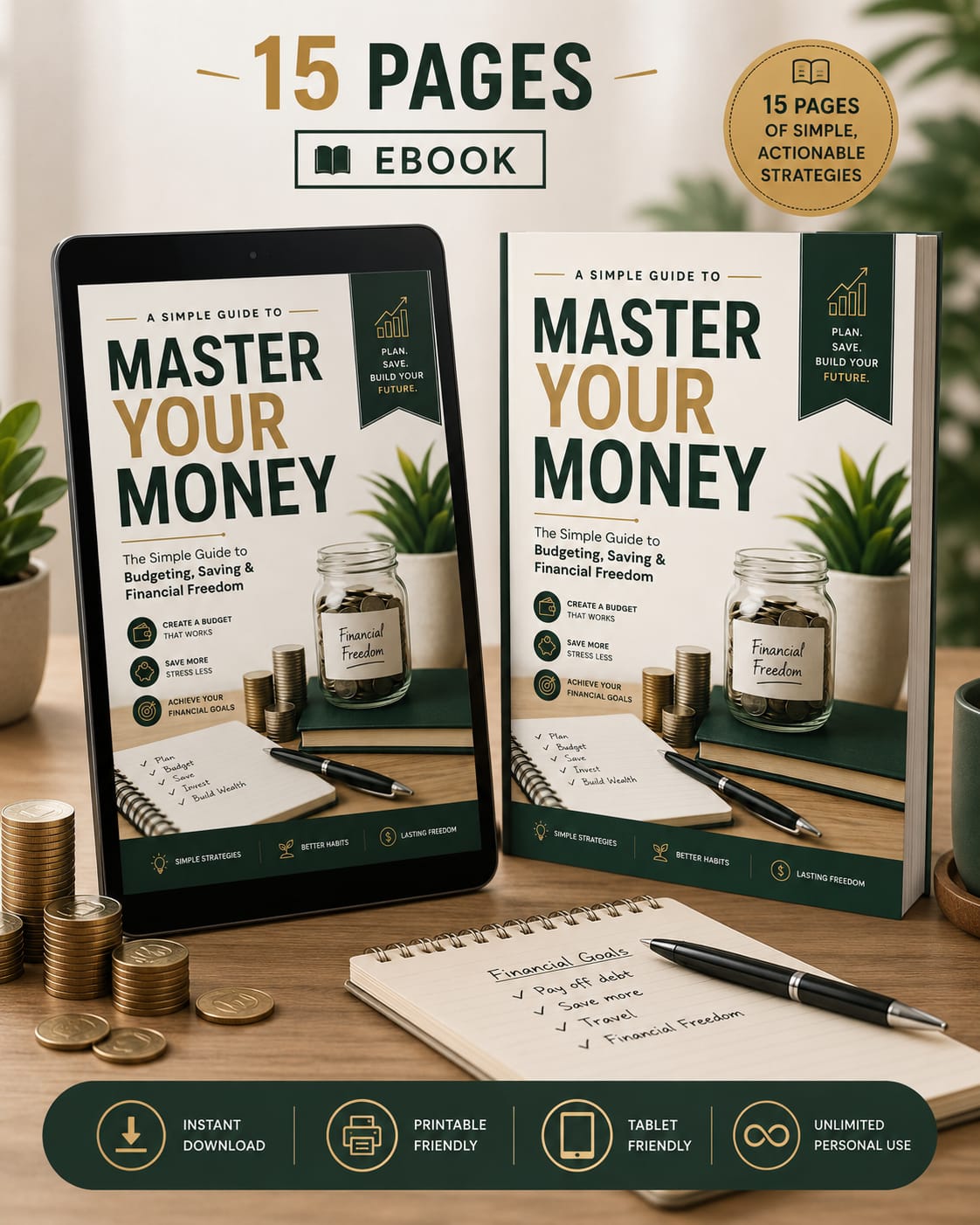 Ultimate Budget Planner Bundle | Financial Planner, Expense Tracker, Savings Tracker, Debt Payoff & Personal Finance eBook