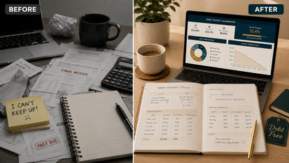 Before and after using the debt payoff planner and tracker